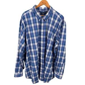 Ralph Lauren Men's Size 4XB Blue Plaid Button Down Performance Long Sleeve Shirt